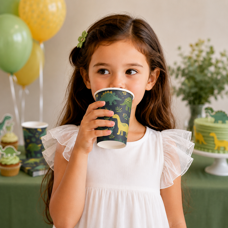 Parttyhub dinosaurs in camouflage party cups | DCAM | Pack 8