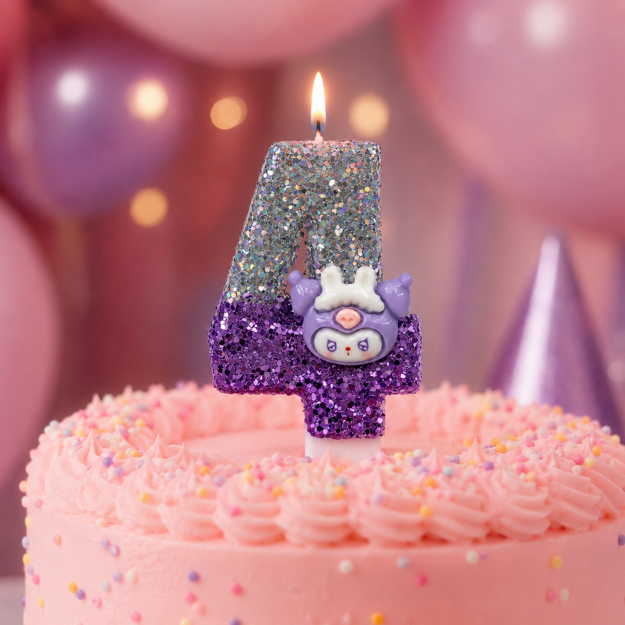 Parttyhub Hello Kitty Sanrio White and Purple Candles | KTY | Pack 1