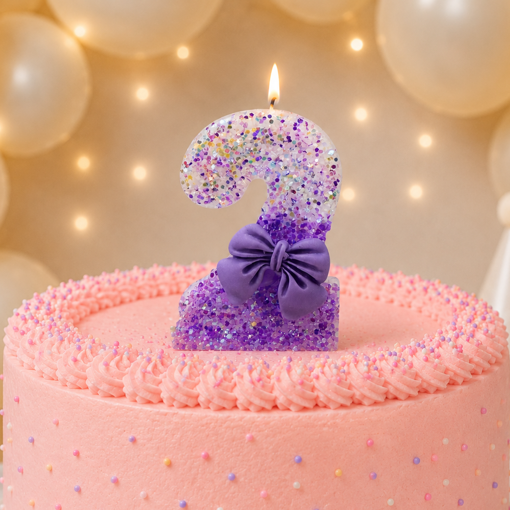 Parttyhub Purple Bow Sparkling Candles | PBSP | Pack 1