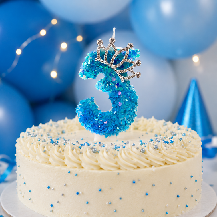 Parttyhub Blue Sparkling Princess Candles | PRNC | Pack 1