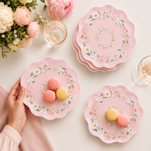 Parttyhub baby pink floral dessert plates | BPF | Pack 8