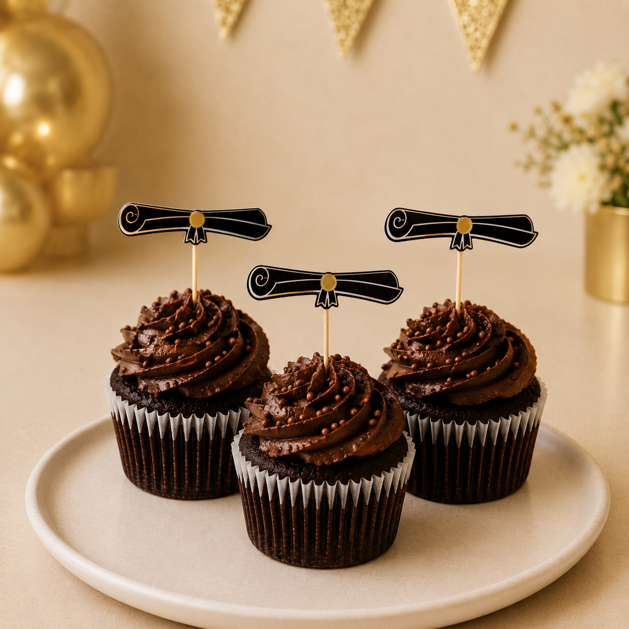 Parttyhub graduation scroll cupcake toppers