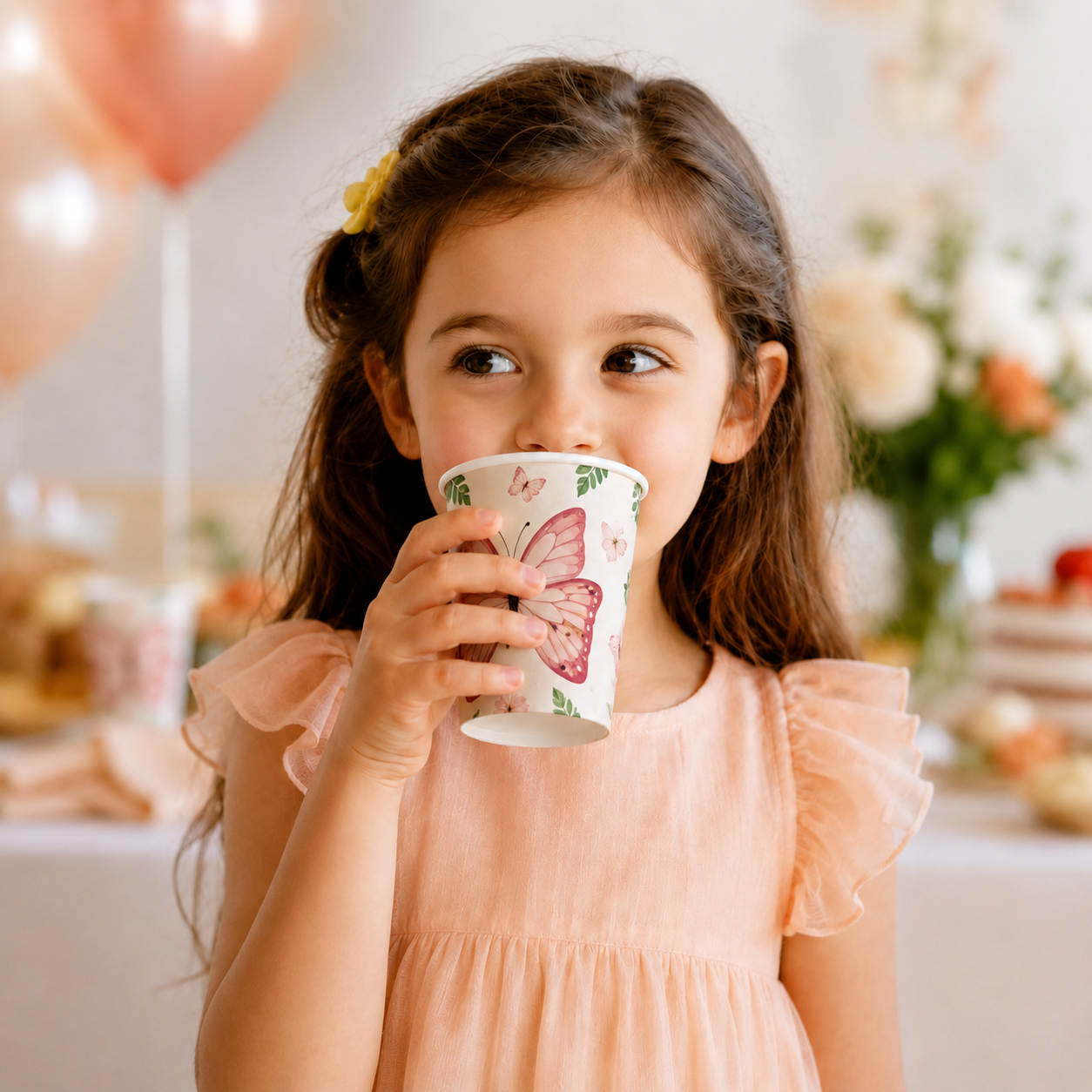 Parttyhub pink butterfly party cups | BFL | Pack 8