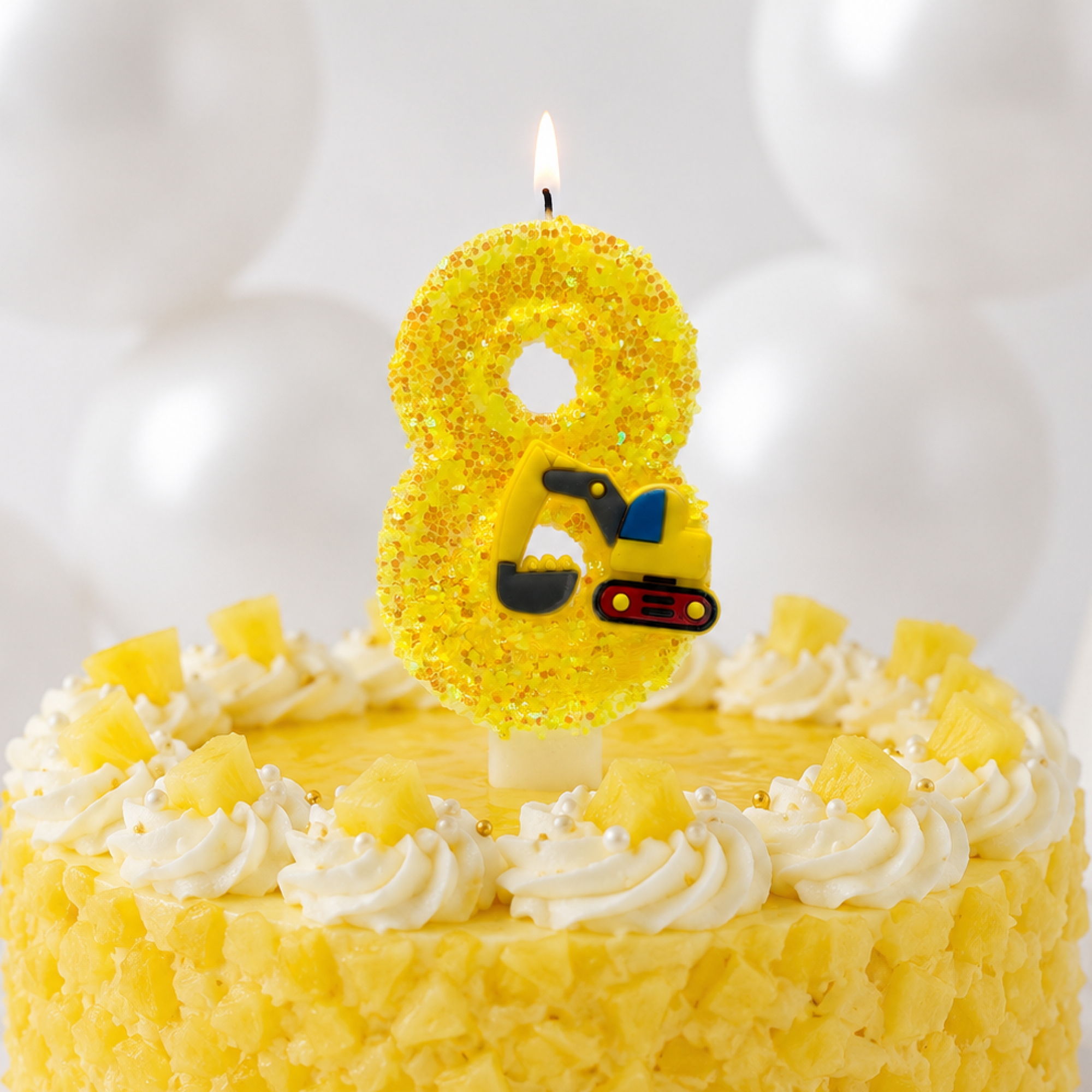 Parttyhub Yellow Excavator Truck Cartoon Candles | YETC | Pack 1