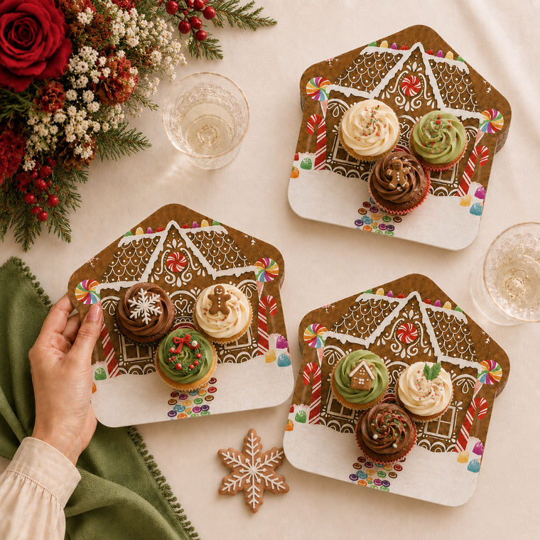 PARTTYHUB Gingerbread House Christmas Dinner Plates – Pack of 8