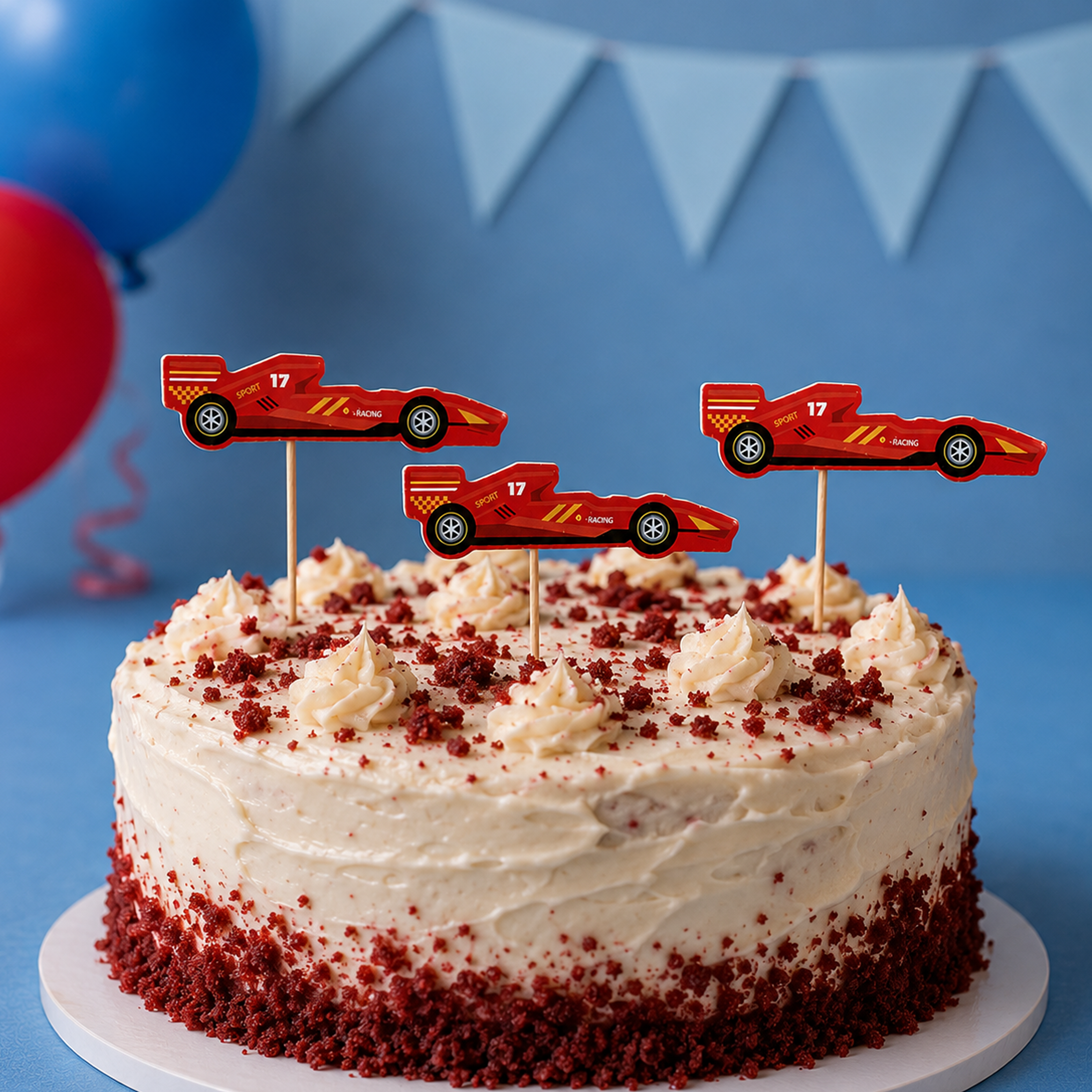 Parttyhub red racecar cupcake topper