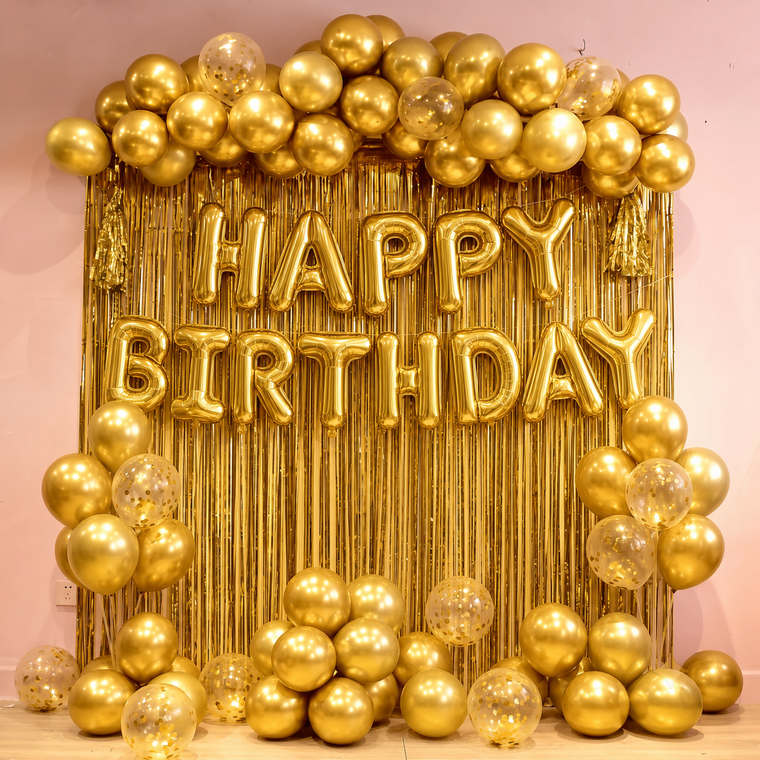 Parttyhub Foil Letters Birthday Balloons - Gold | BDAY | Pack 1