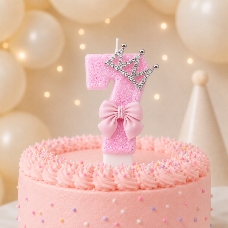 Parttyhub Pink Bow & Crown Candles | PBCR | Pack 1