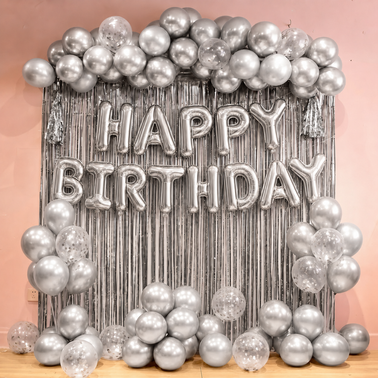 Parttyhub Foil Letters Birthday Balloons - Silver | BDAY | Pack 1
