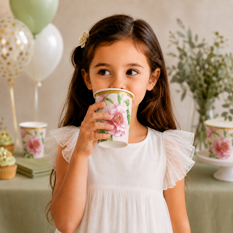 Parttyhub floral garden party cups | FG | Pack 8