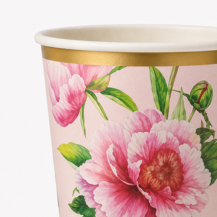Parttyhub floral garden party cups | FG | Pack 8