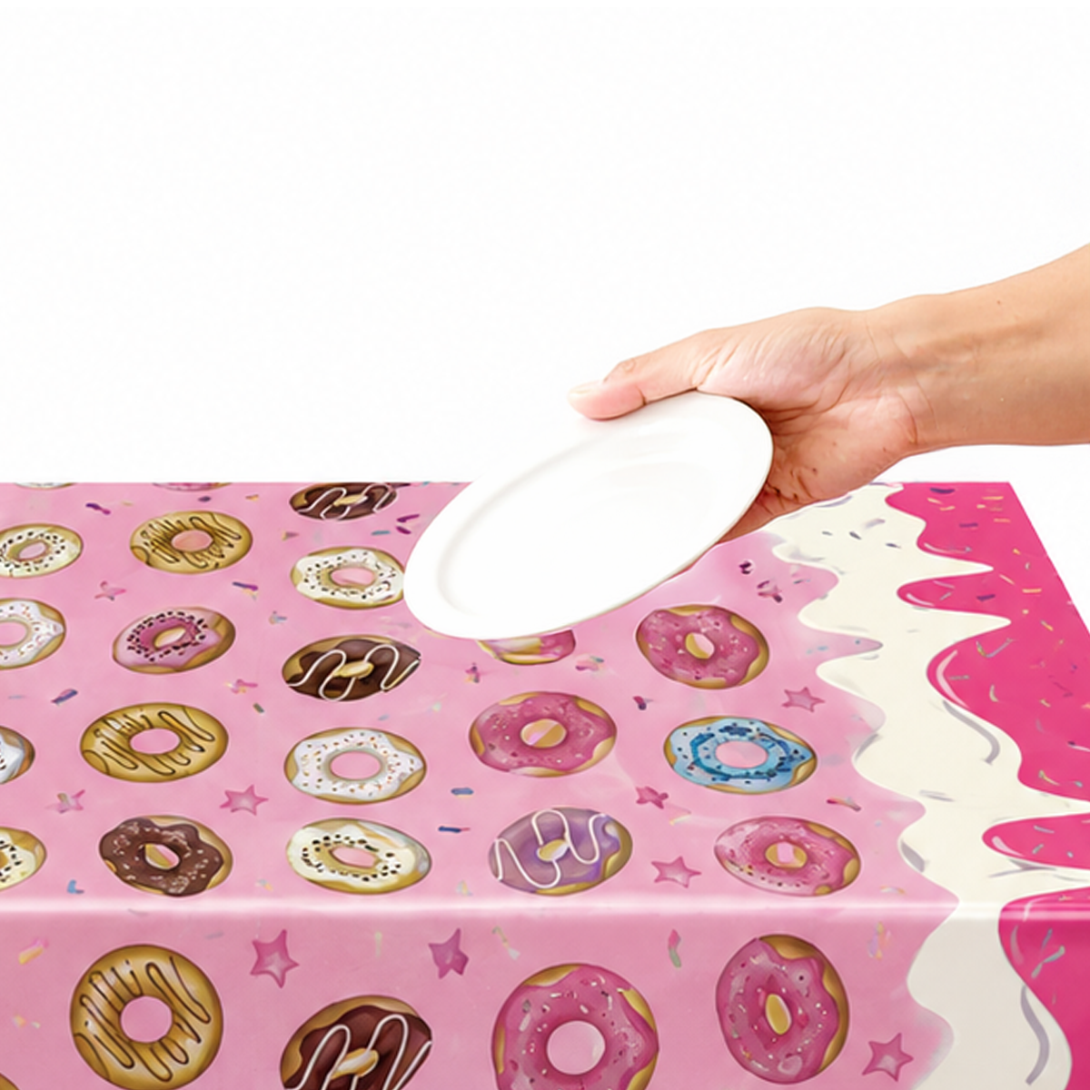 Parttyhub Donut Sprinkle Pink Party Tablecloth | KDZDN | Pack 1