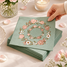 Parttyhub mint floral napkins | MFL | Pack 16