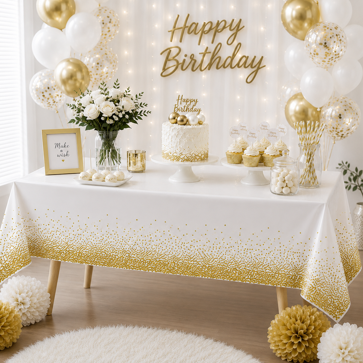 Parttyhub Gold Confetti Party Tablecloth | PLN | Pack 1
