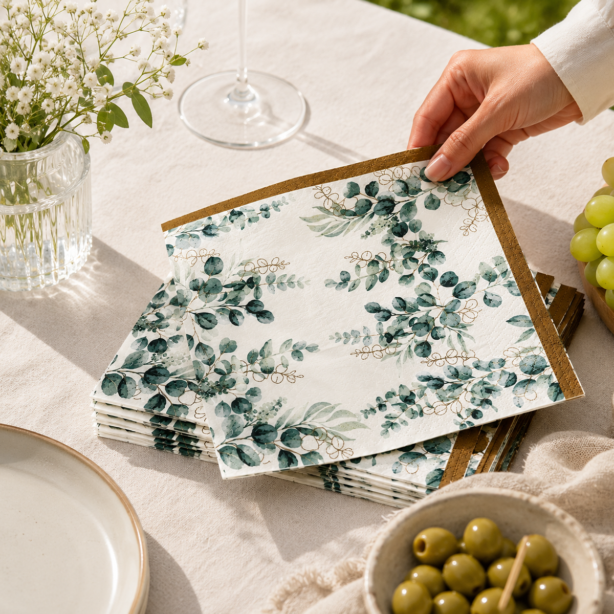Parttyhub sage leaf napkins | SL | Pack 16
