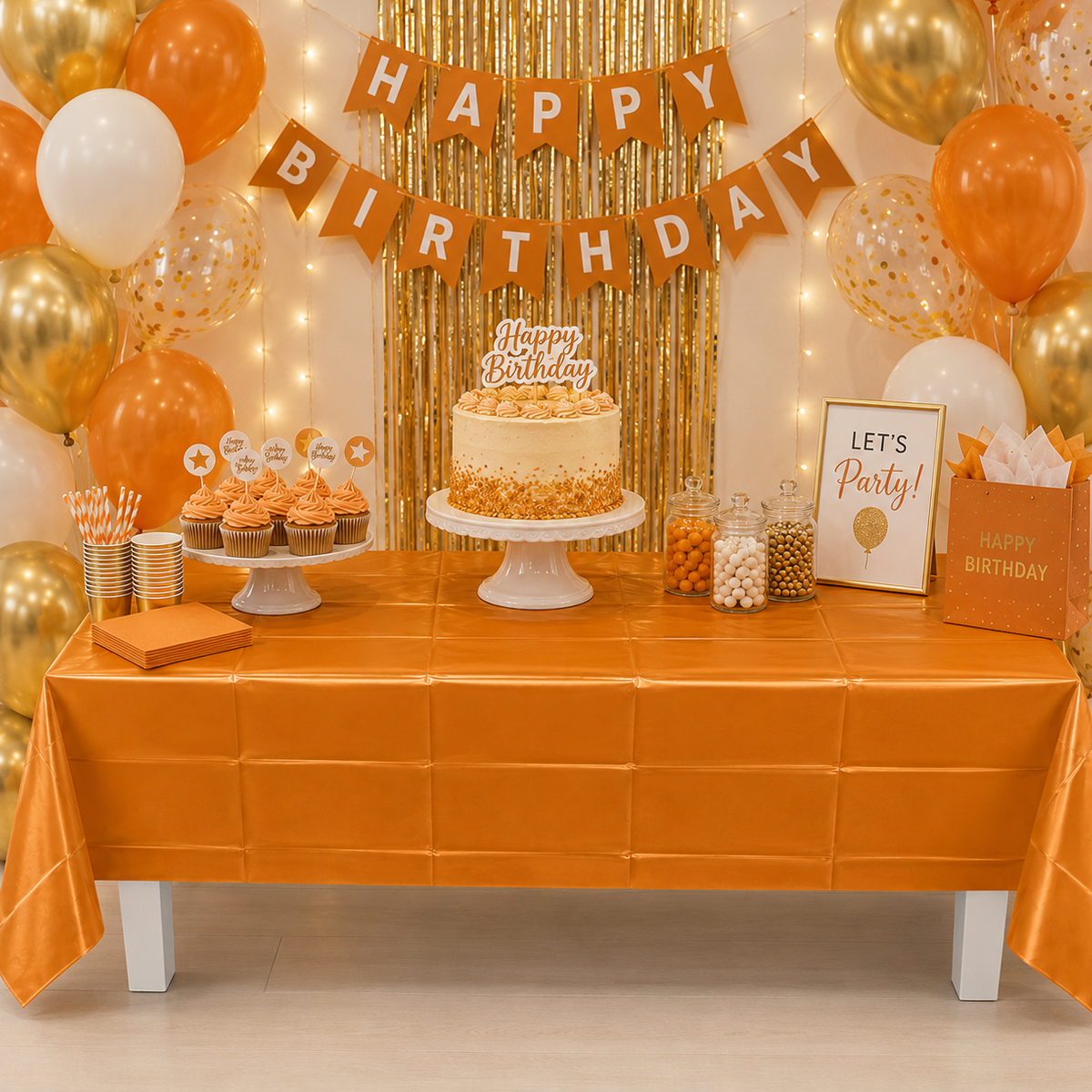 Parttyhub Orange Solid Colour Tablecloth | PLN | Pack 1