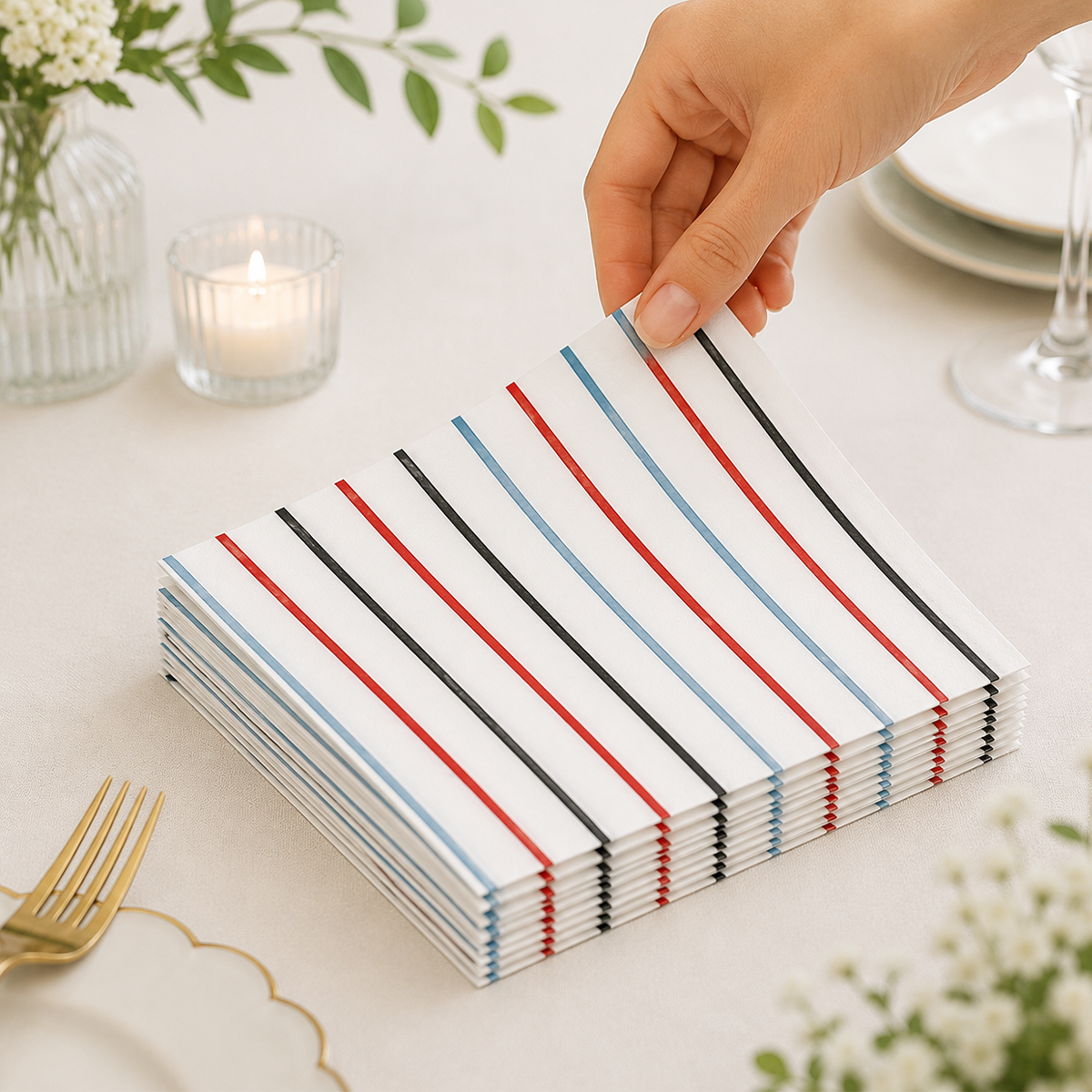 Parttyhub police car theme striped napkins | PCT | Pack 16