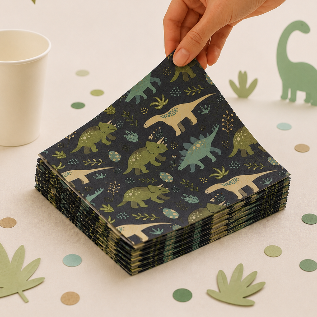 Parttyhub dinosaurs camouflage theme party napkins | DCAM | Pack 16