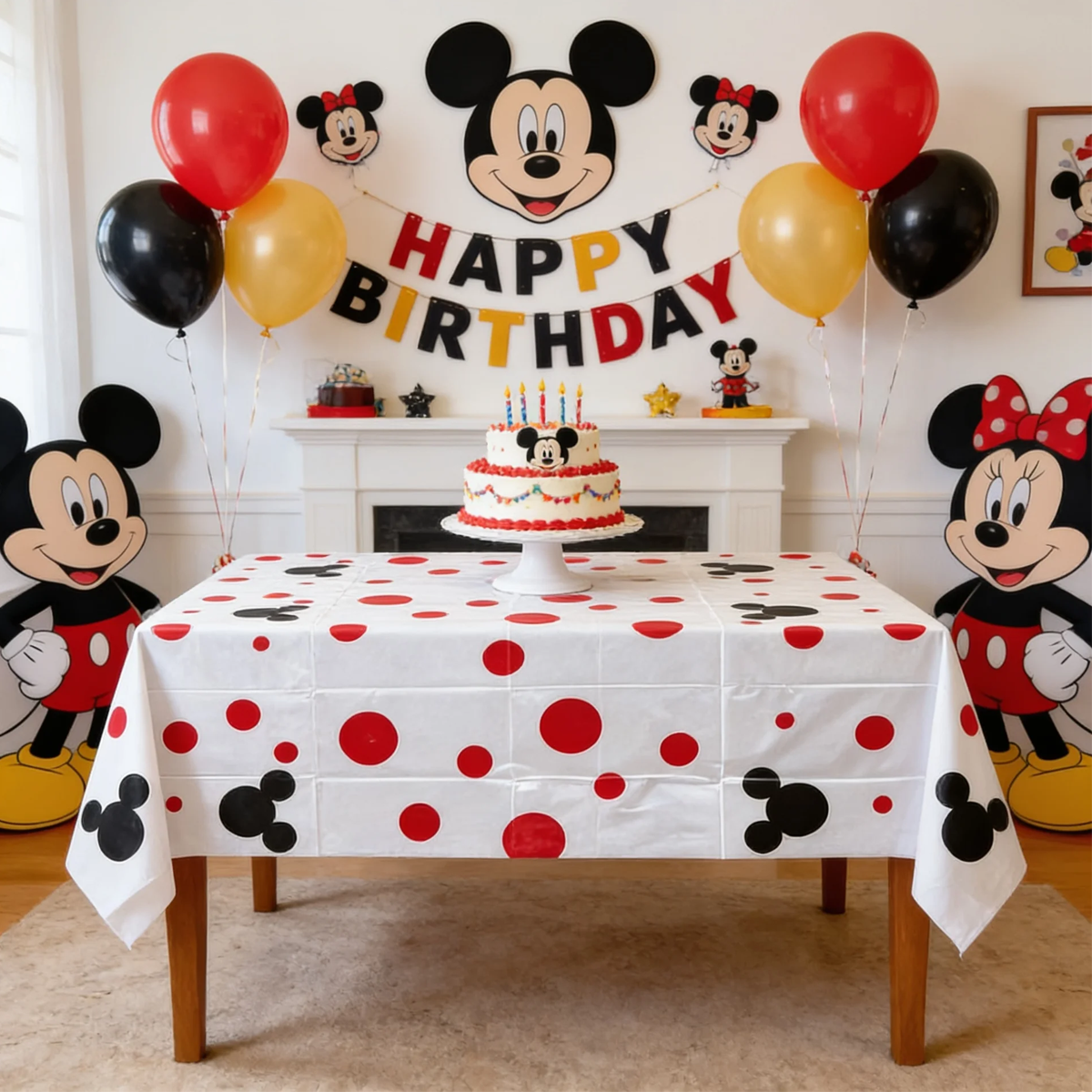 Parttyhub Mickey Mouse Polka Dot Tablecover | MI | Pack 1