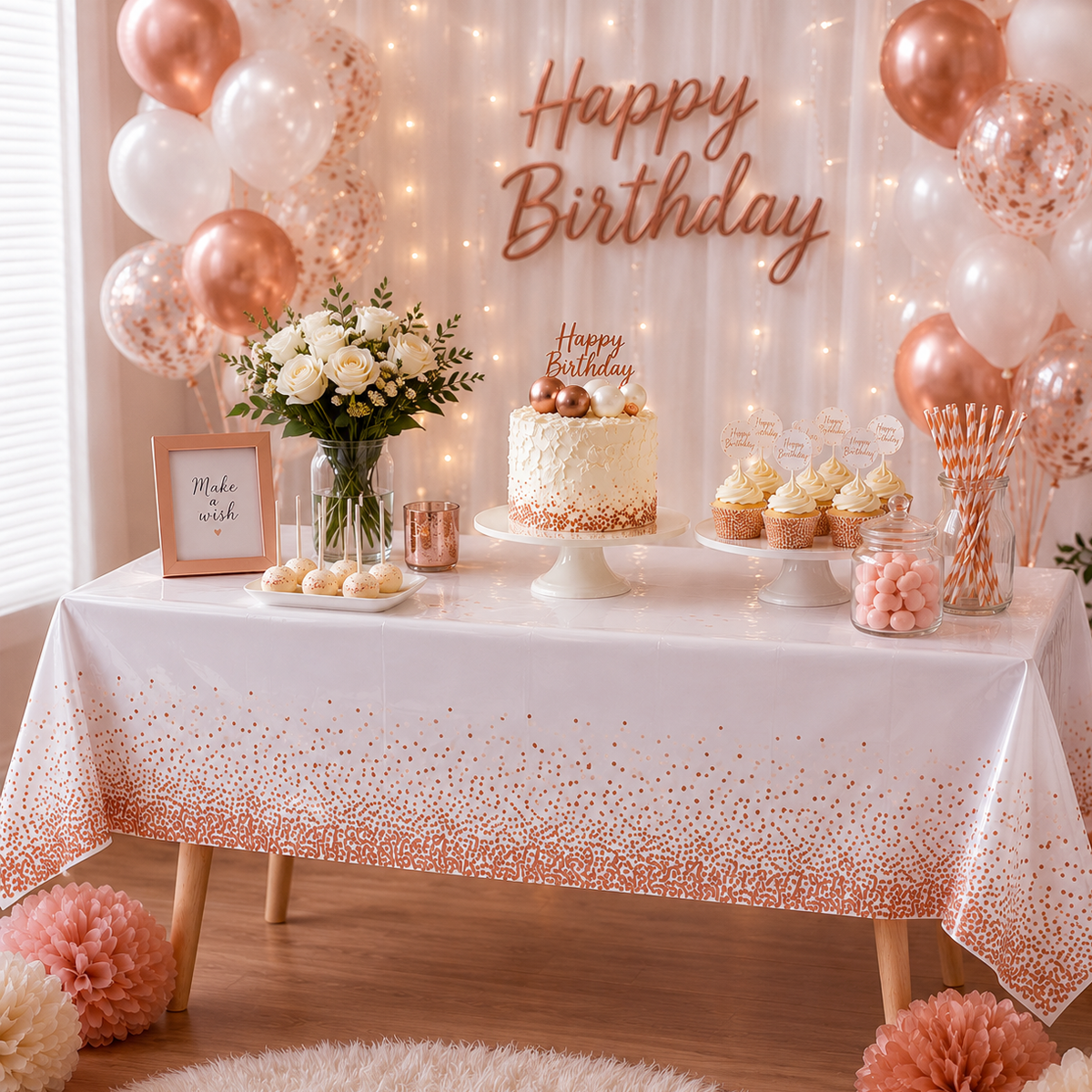 Parttyhub Pink Confetti Party Tablecloth | PLN | Pack 1