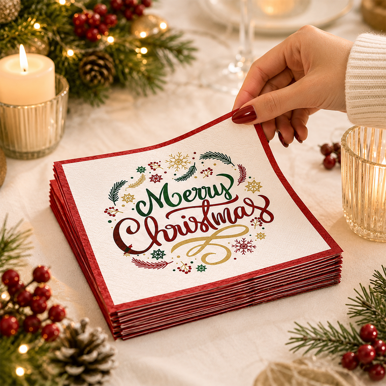 PARTTYHUB Merry Christmas Party Napkins – Pack of 16