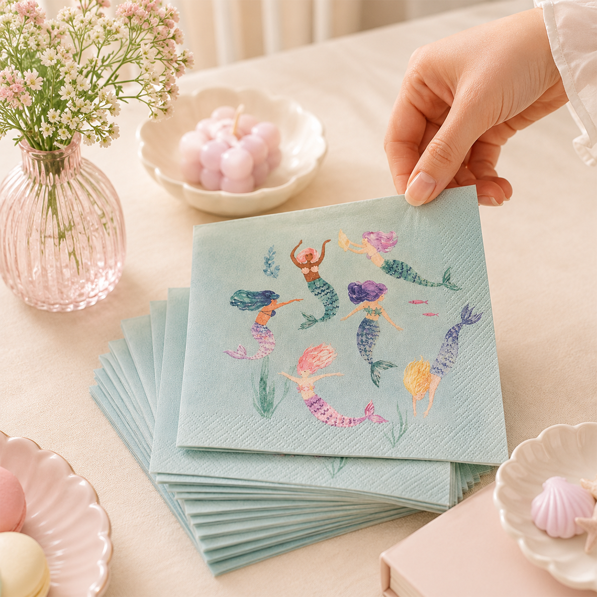 Parttyhub mermaid princess party napkins | MP | Pack 16