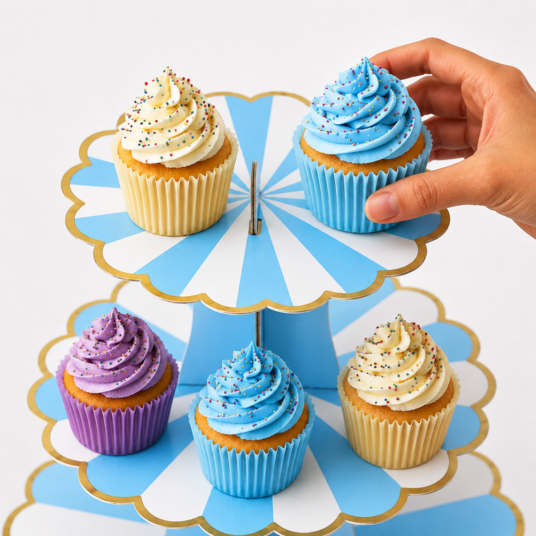 ParttyHub Cabana Striped Cake Stand- Blue | CANSTR | Pack 1