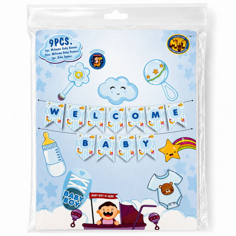 PARTTYHUB BLUE BABY SHOWER CELEBRATION DECOR KIT | BLU | PACK 1