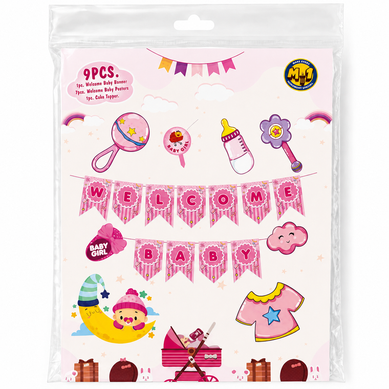 PARTTYHUB PINK BABY SHOWER CELEBRATION DECOR KIT | PBS | PACK 1