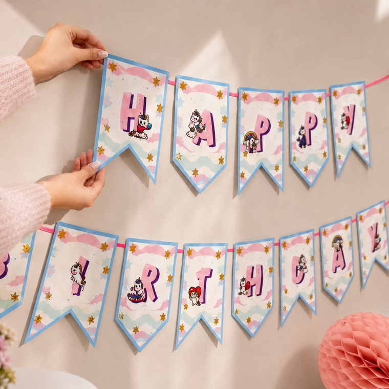 PARTTYHUB RAINBOW UNICORN BIRTHDAY DECOR KIT | RUN | PACK 1