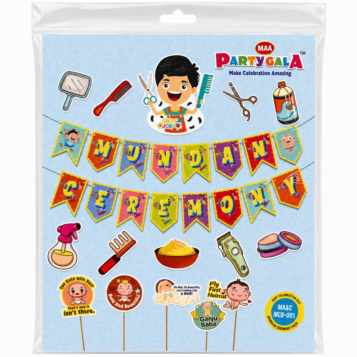 PARTTYHUB BABY BOY'S MUNDAN CEREMONY DECOR KIT- ENGLISH | BAB | PACK 1