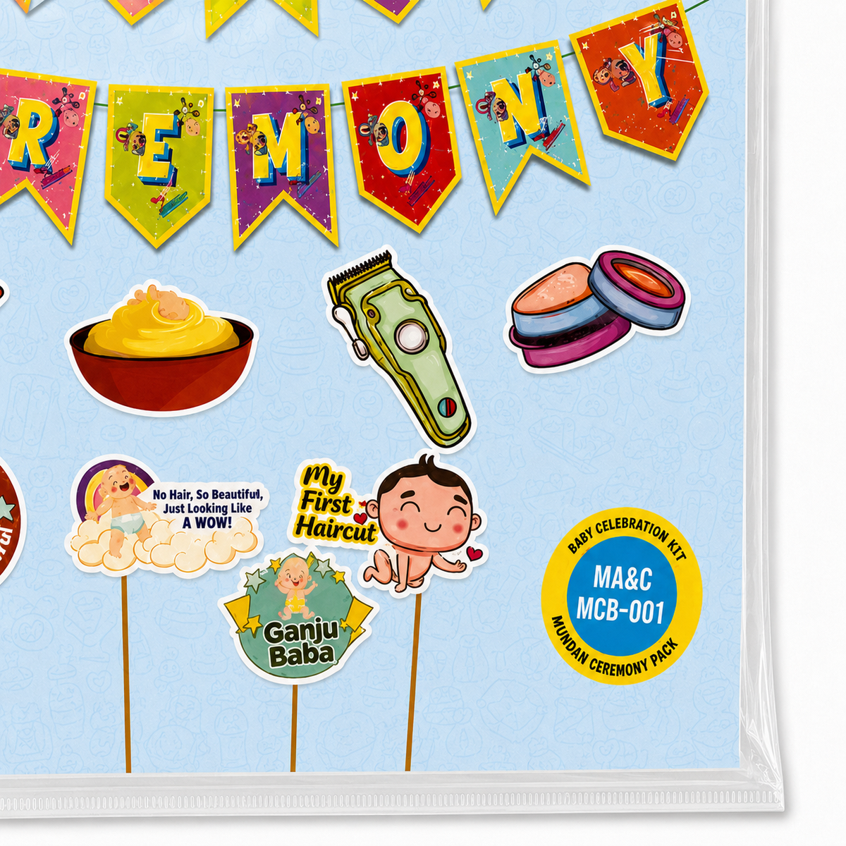 PARTTYHUB BABY BOY'S MUNDAN CEREMONY DECOR KIT- ENGLISH | BAB | PACK 1