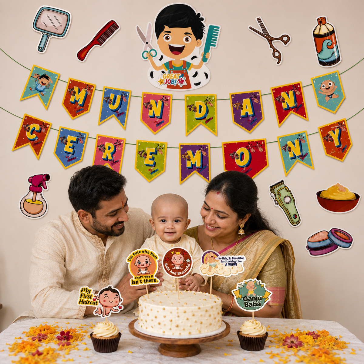 PARTTYHUB BABY BOY'S MUNDAN CEREMONY DECOR KIT- ENGLISH | BAB | PACK 1