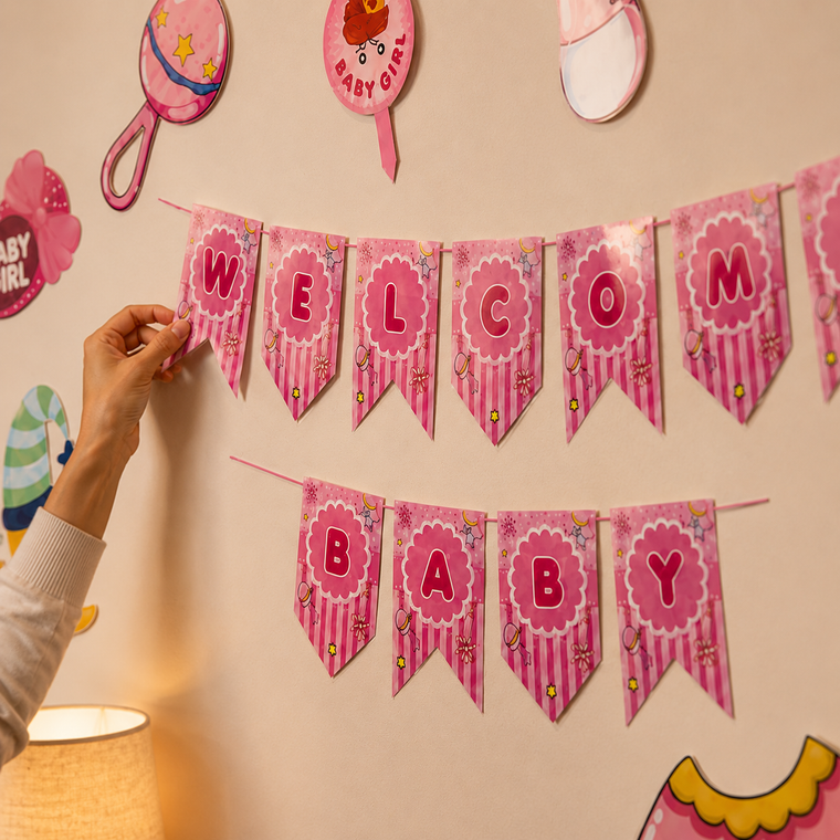 PARTTYHUB PINK BABY SHOWER CELEBRATION DECOR KIT | PBS | PACK 1