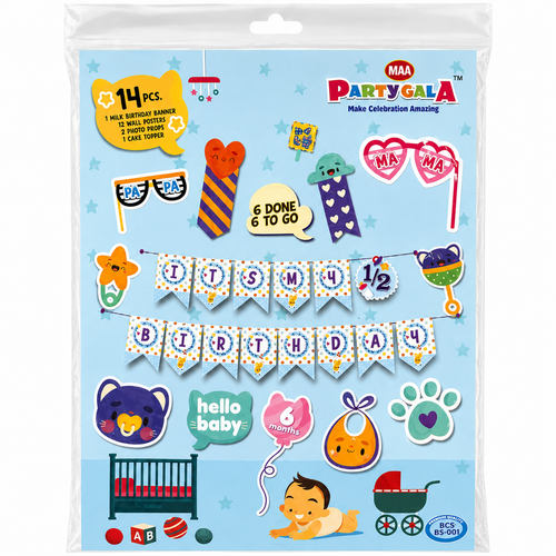 PARTTYHUB BABY BOY HALF BIRTHDAY DECOR KIT | BBH | PACK 1