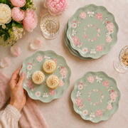 Parttyhub mint floral dinner plates | MFL | Pack 8
