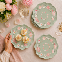Parttyhub mint floral dinner plates | MFL | Pack 8