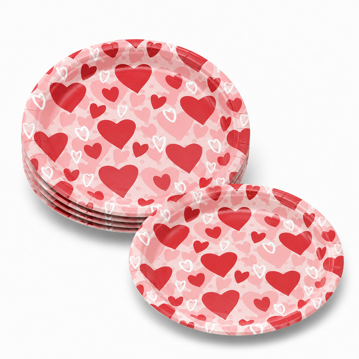 Parttyhub red hearts dessert plates | RH | Pack 8