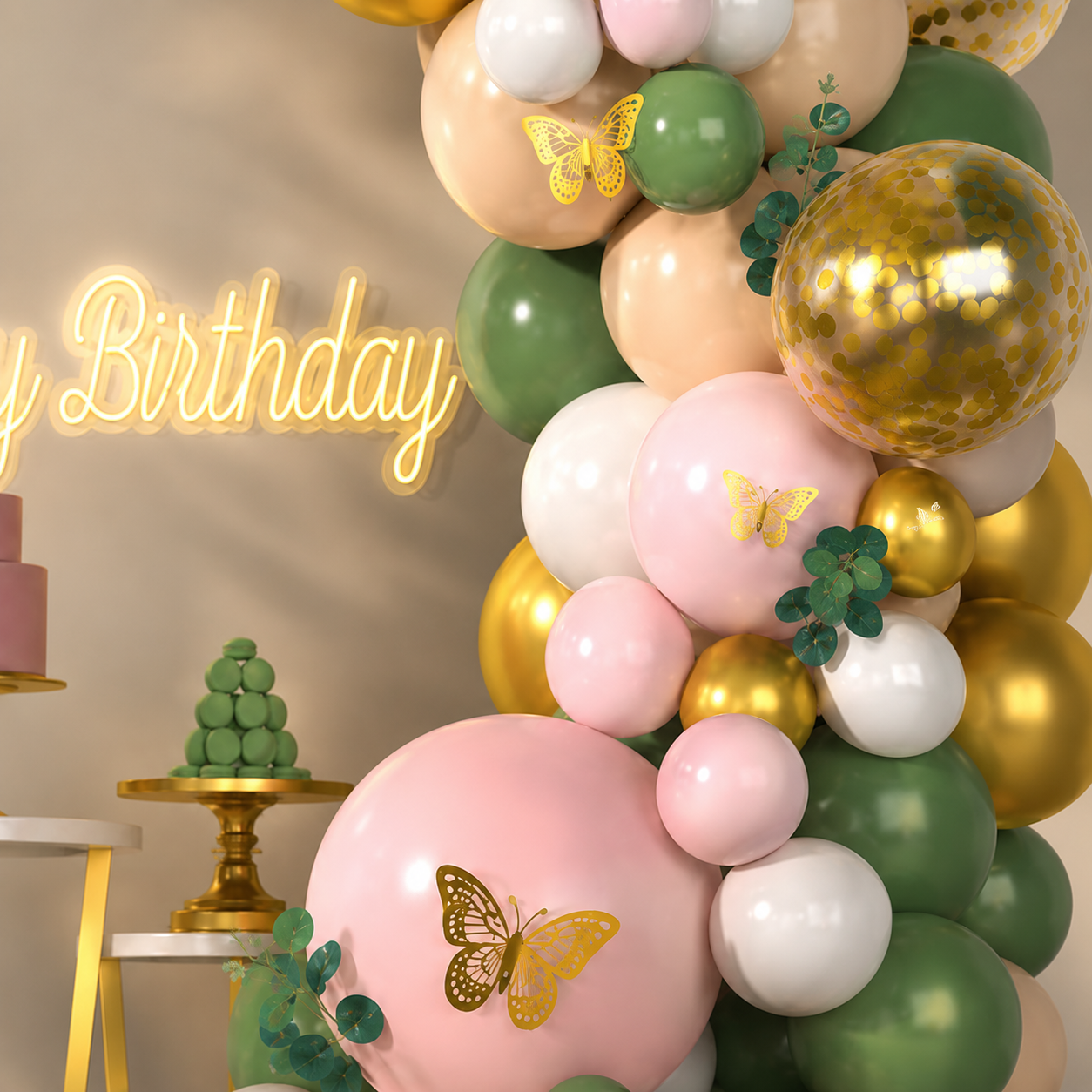 Parttyhub Pastel Bloom Gold Butterflies Balloon Set | PBG | Pack 1