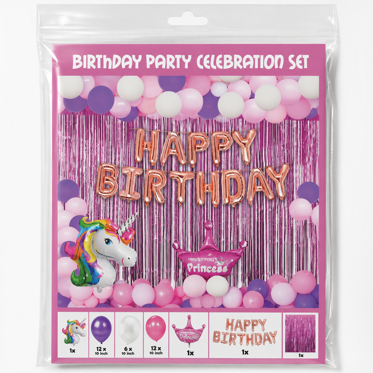 Parttyhub Kids Unicorn Purple Haze Birthday Party Bundle | UNI | Pack 1