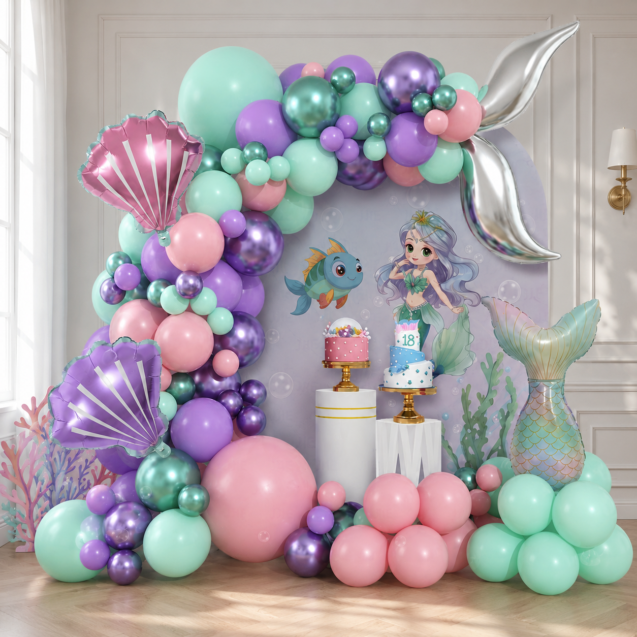 Parttyhub Mermaid Fantasy Metallic Balloon Set | MFM | Pack 1