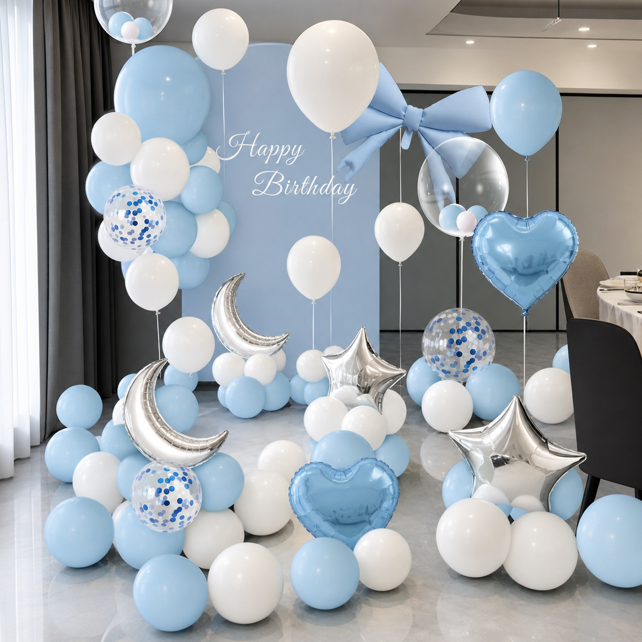 Parttyhub Dreamy Moon And Stars Birthday Balloon Set | DMS | Pack 1