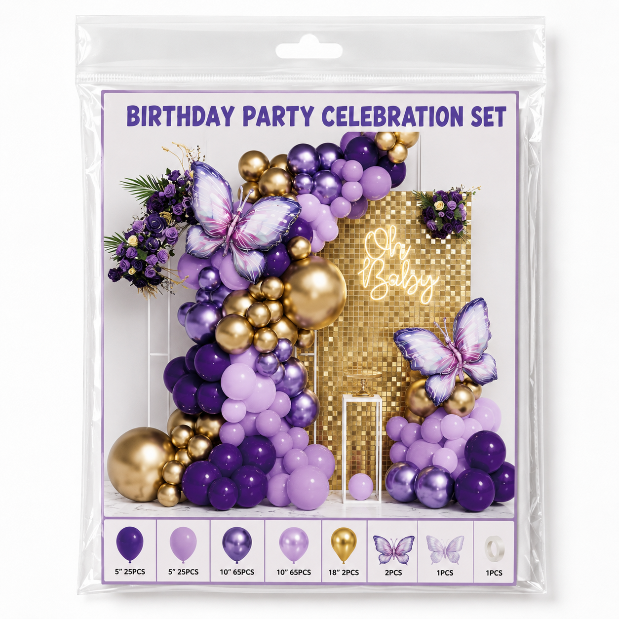 Parttyhub Royal Lavender Luxe Balloon Set | RLL | Pack 1