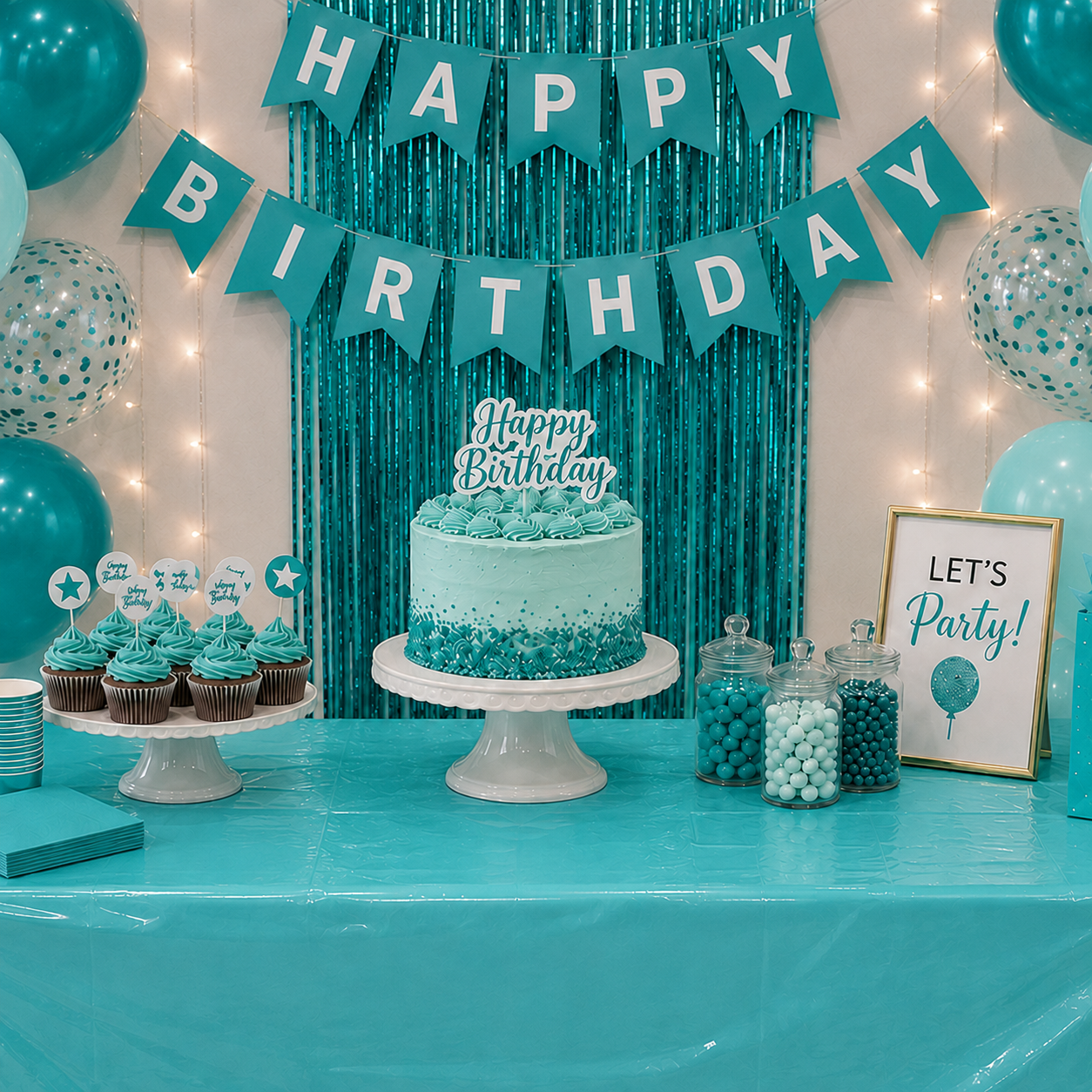 Parttyhub Teal Solid Colour Tablecloth | PLN | Pack 1