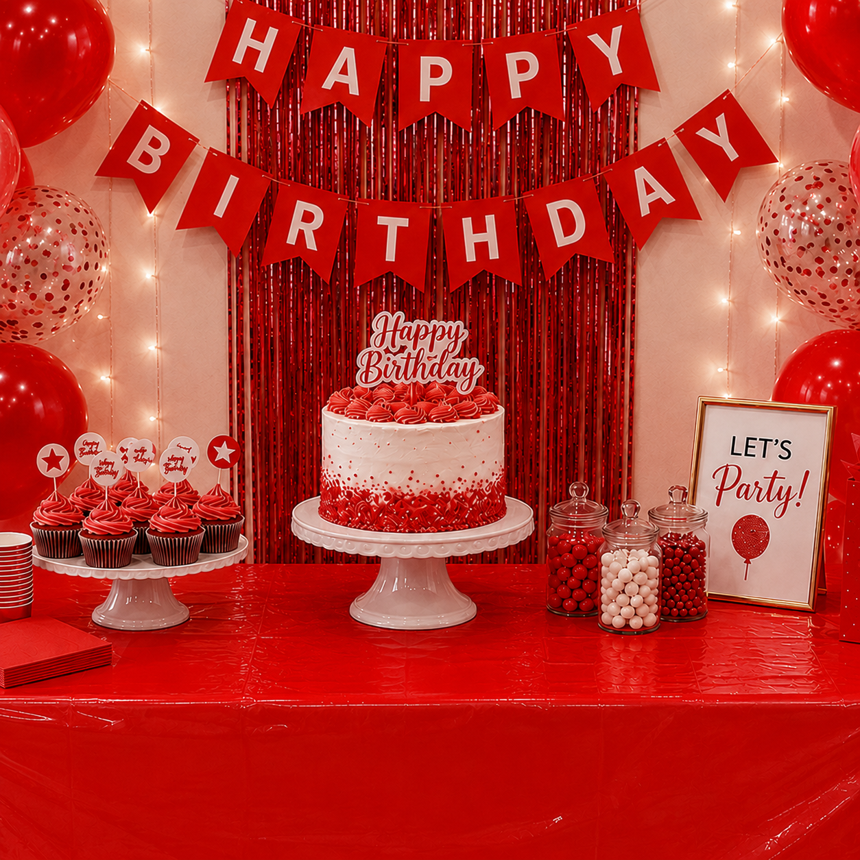 Parttyhub Red Solid Colour Tablecloth | PLN | Pack 1