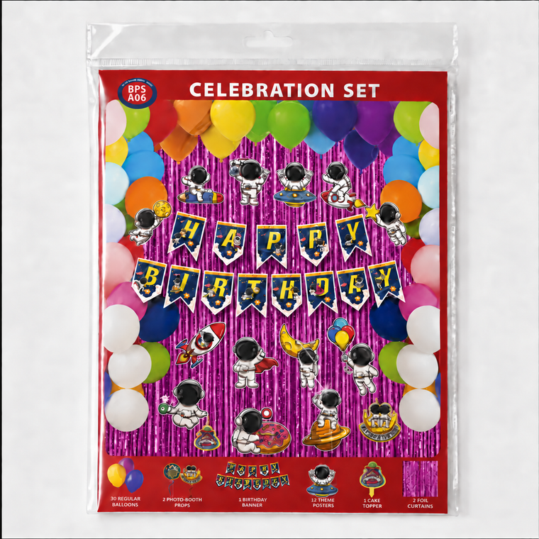 PARTTYHUB SPACE ADVENTURER BIRTHDAY PARTY DECOR KIT- PURPLE | SAP | PACK 1