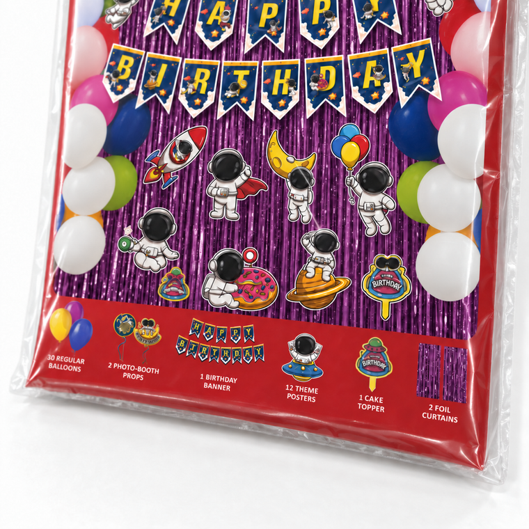 PARTTYHUB SPACE ADVENTURER BIRTHDAY PARTY DECOR KIT- PURPLE | SAP | PACK 1