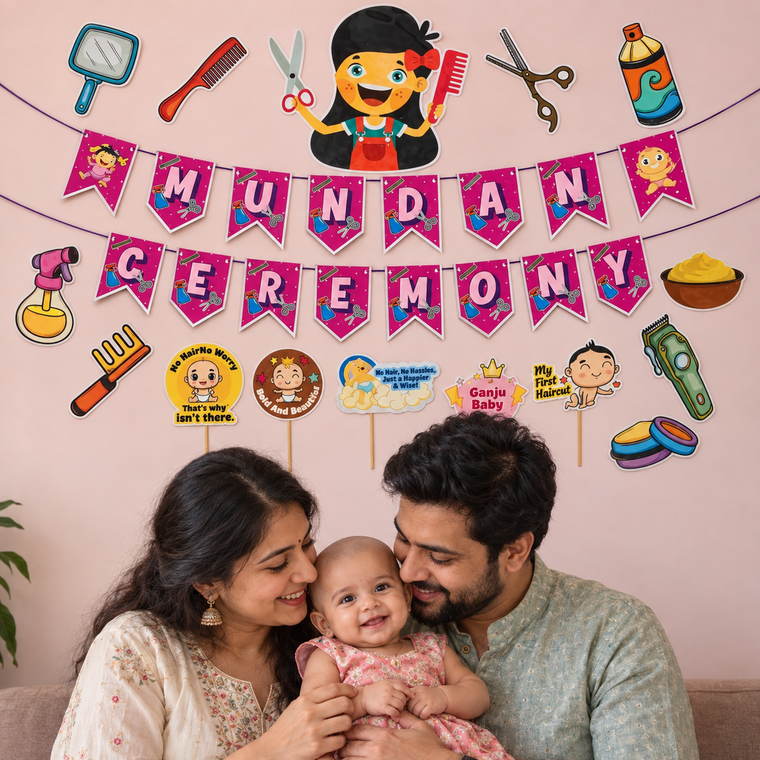 PARTTYHUB BABY GIRL'S MUNDAN CEREMONY DECOR KIT- ENGLISH | BGS | PACK 1