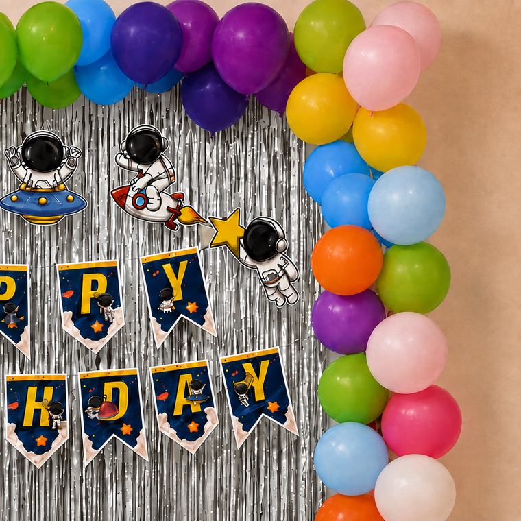 PARTTYHUB SPACE ADVENTURER BIRTHDAY PARTY DECOR KIT-  BLUE AND SILVER | SAS | PACK 1