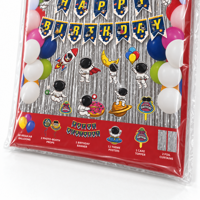 PARTTYHUB SPACE ADVENTURER BIRTHDAY PARTY DECOR KIT-  BLUE AND SILVER | SAS | PACK 1